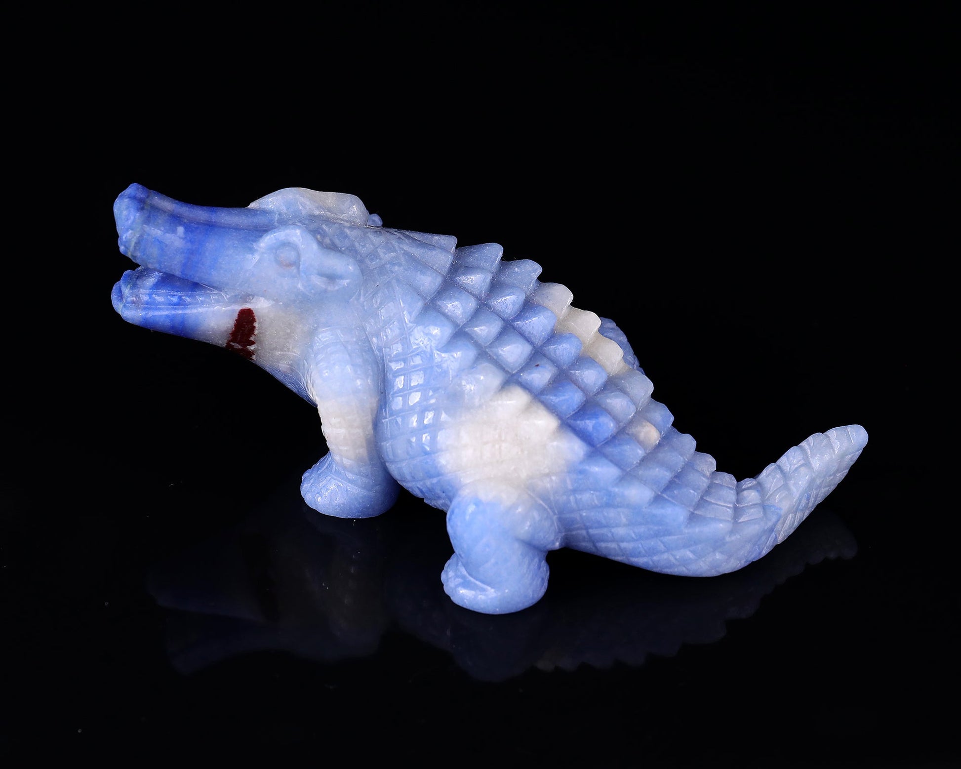 Nicedony 5.4" Blue Aventurine Hand Carved Crystal Crocodile Sculpture - View 8