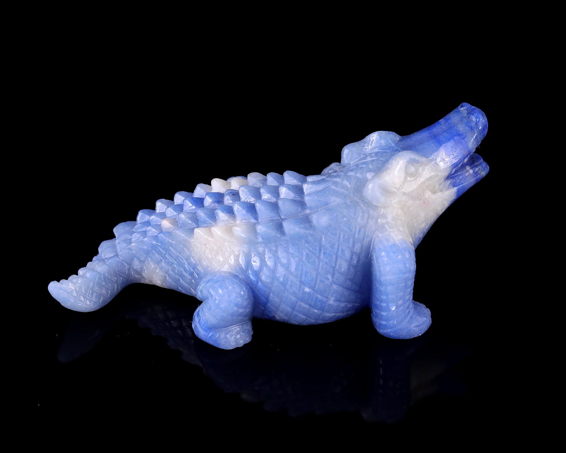 Nicedony 5.4" Blue Aventurine Hand Carved Crystal Crocodile Sculpture - View 5