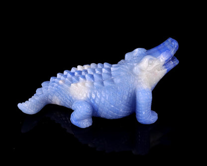 Nicedony 5.4" Blue Aventurine Hand Carved Crystal Crocodile Sculpture - View 5