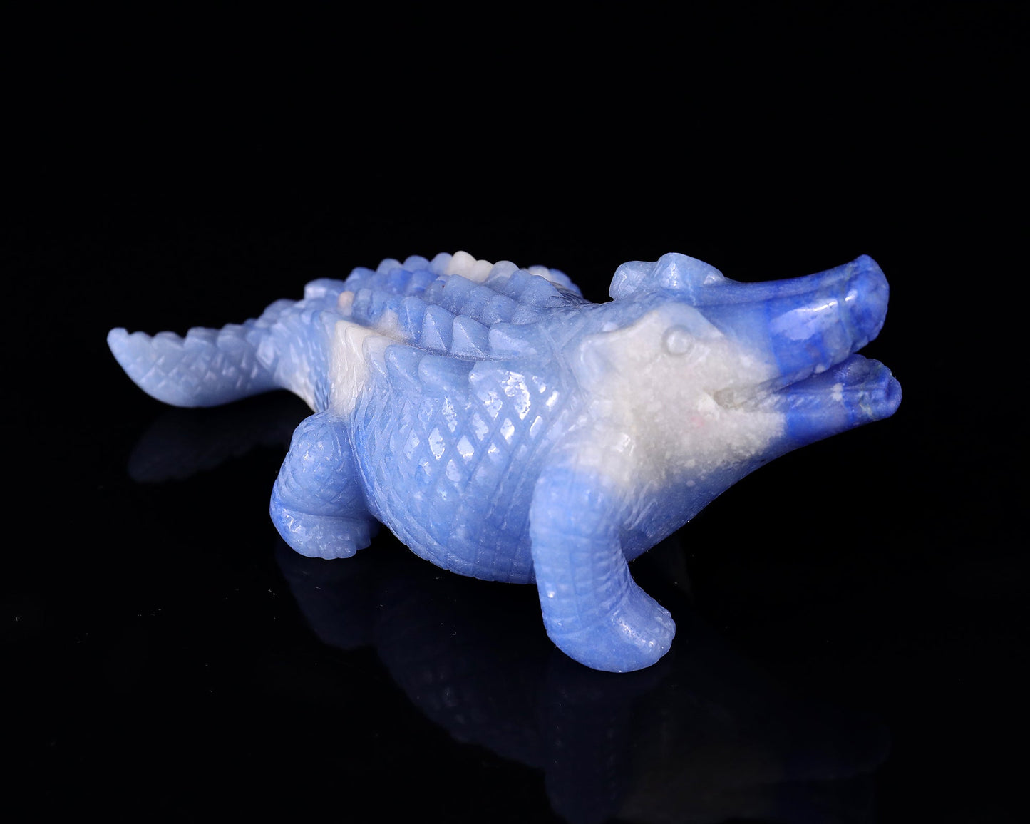 Nicedony 5.4" Blue Aventurine Hand Carved Crystal Crocodile Sculpture - View 4