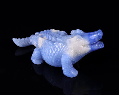 Nicedony 5.4" Blue Aventurine Hand Carved Crystal Crocodile Sculpture - View 4