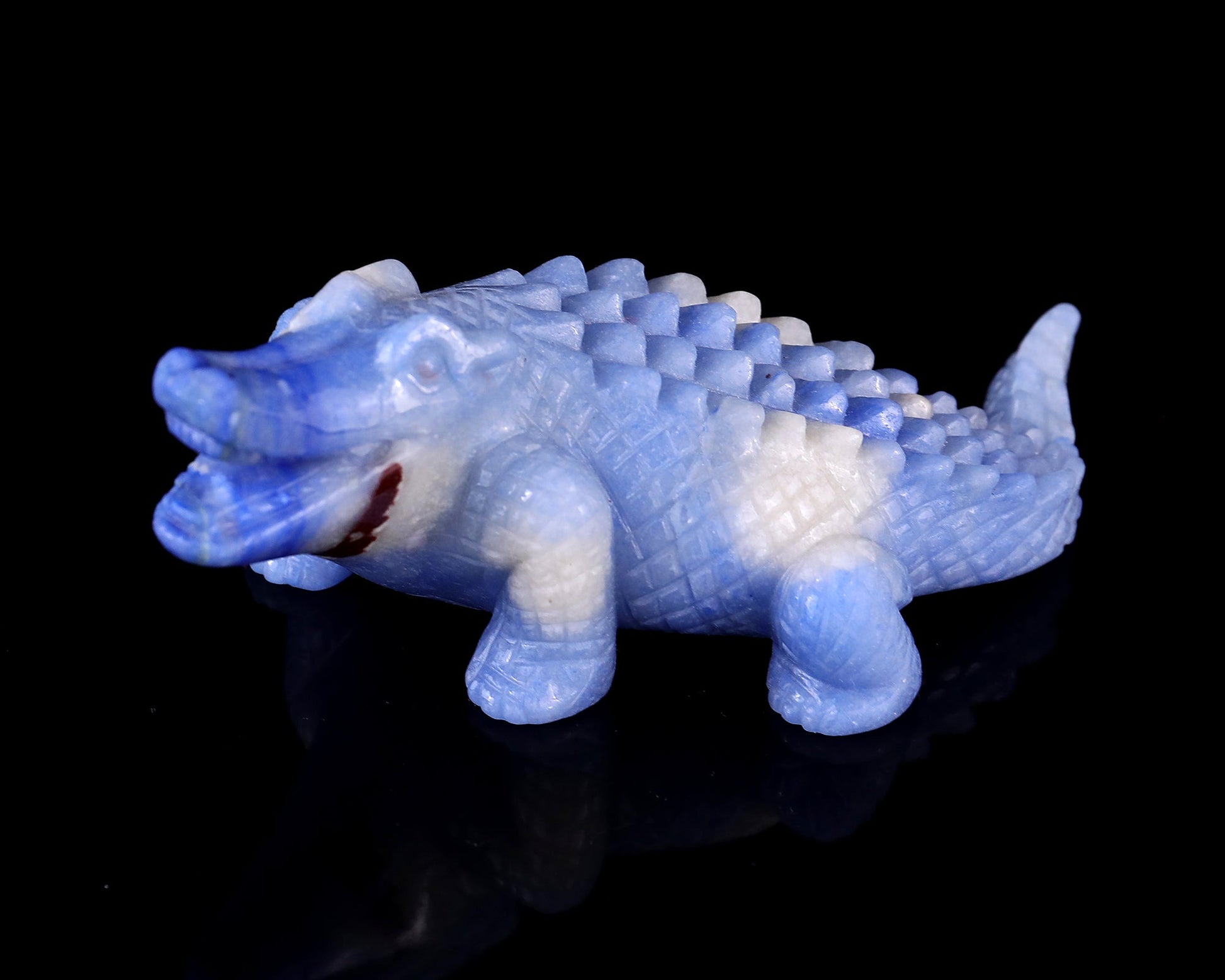 Nicedony 5.4" Blue Aventurine Hand Carved Crystal Crocodile Sculpture - View 10