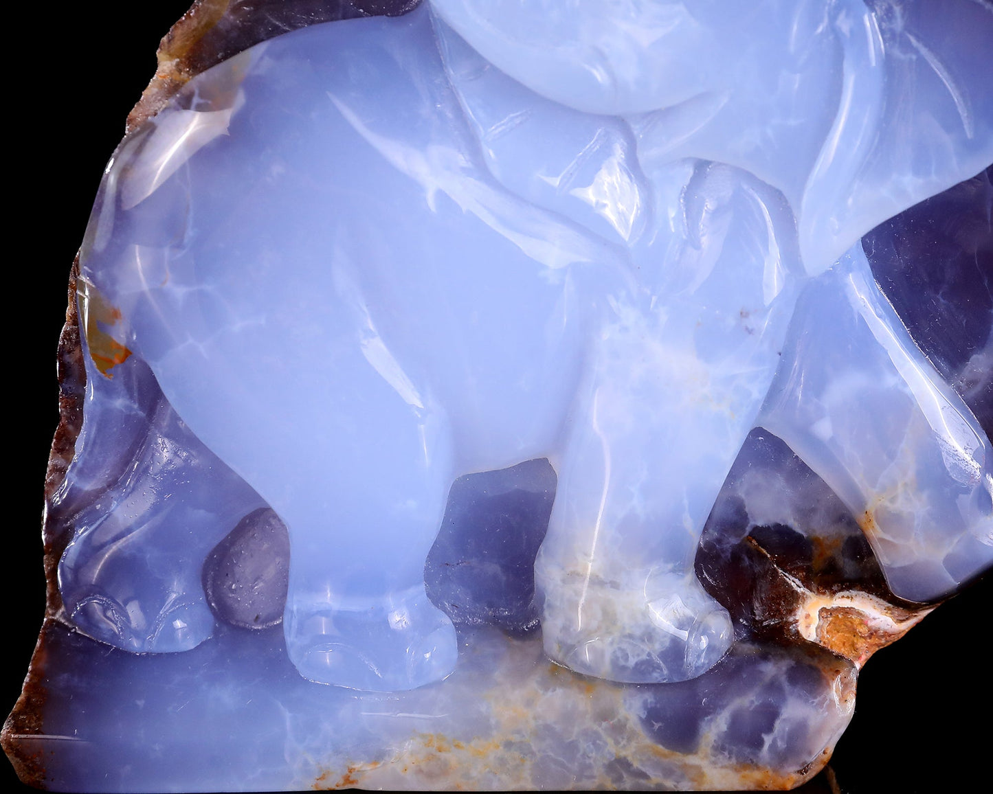 Nicedony 5.4" Blue Chalcedony Hand Carved Crystal Elephant Sculpture - View 8