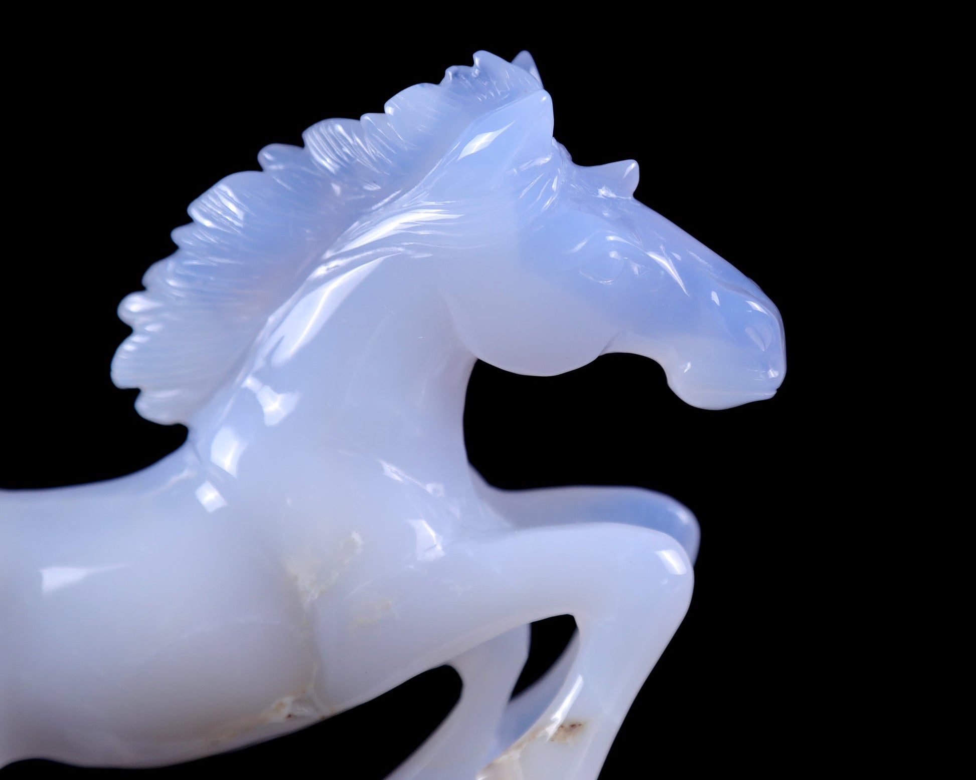Nicedony 5.4" Blue Chalcedony Hand Carved Crystal Horse Sculpture - View 3
