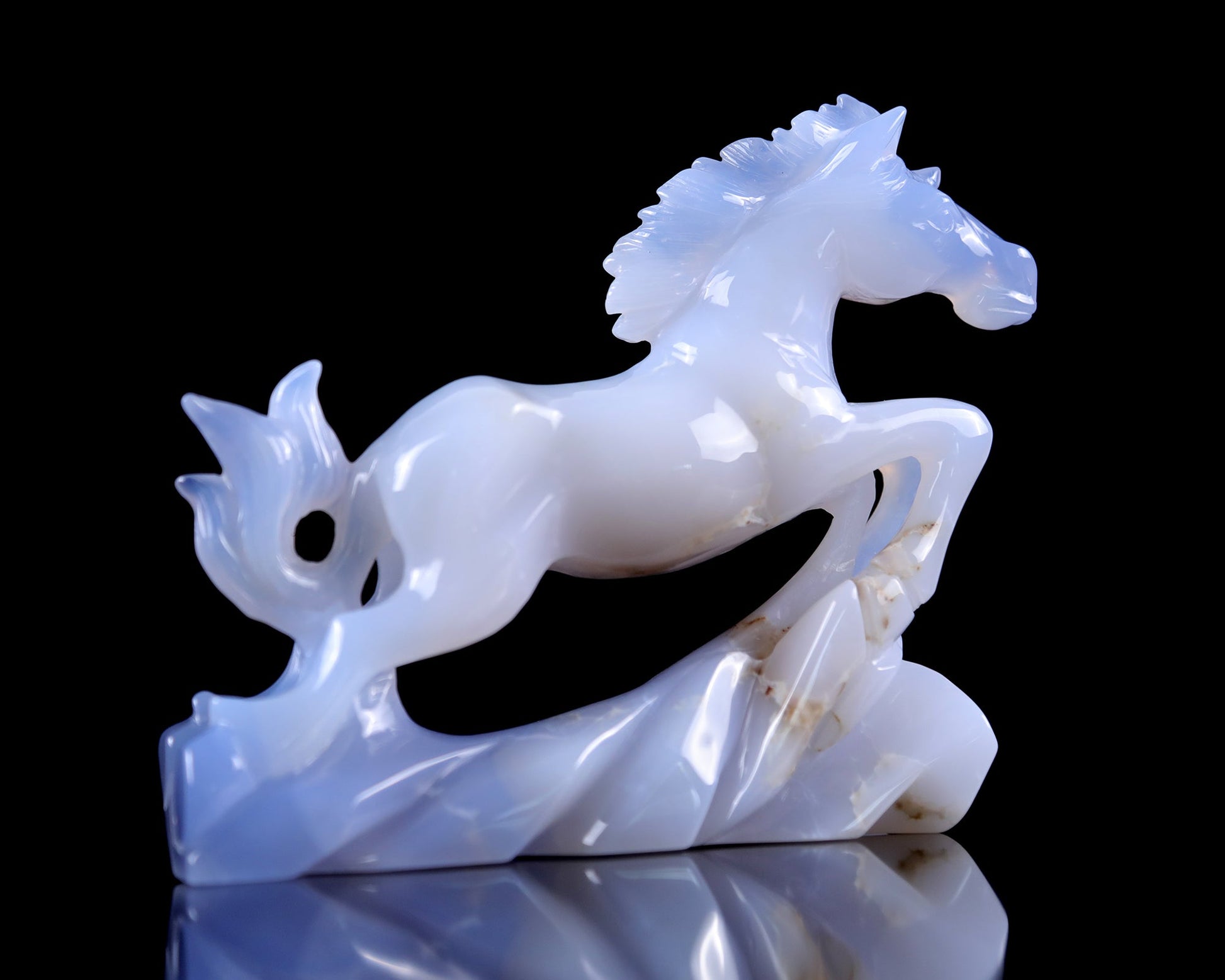Nicedony 5.4" Blue Chalcedony Hand Carved Crystal Horse Sculpture - View 10