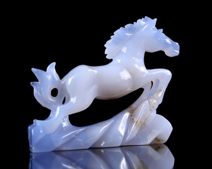 Nicedony 5.4" Blue Chalcedony Hand Carved Crystal Horse Sculpture - View 10