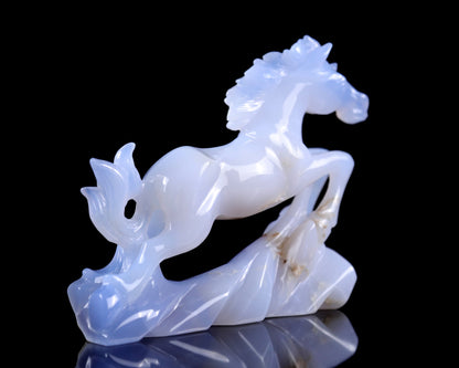 Nicedony 5.4" Blue Chalcedony Hand Carved Crystal Horse Sculpture - View 8