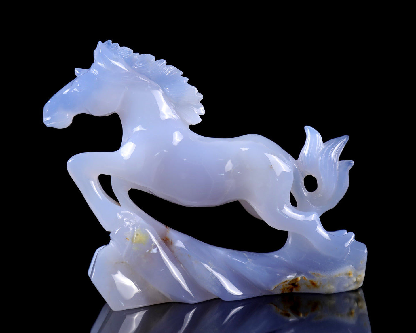 Nicedony 5.4" Blue Chalcedony Hand Carved Crystal Horse Sculpture - View 6