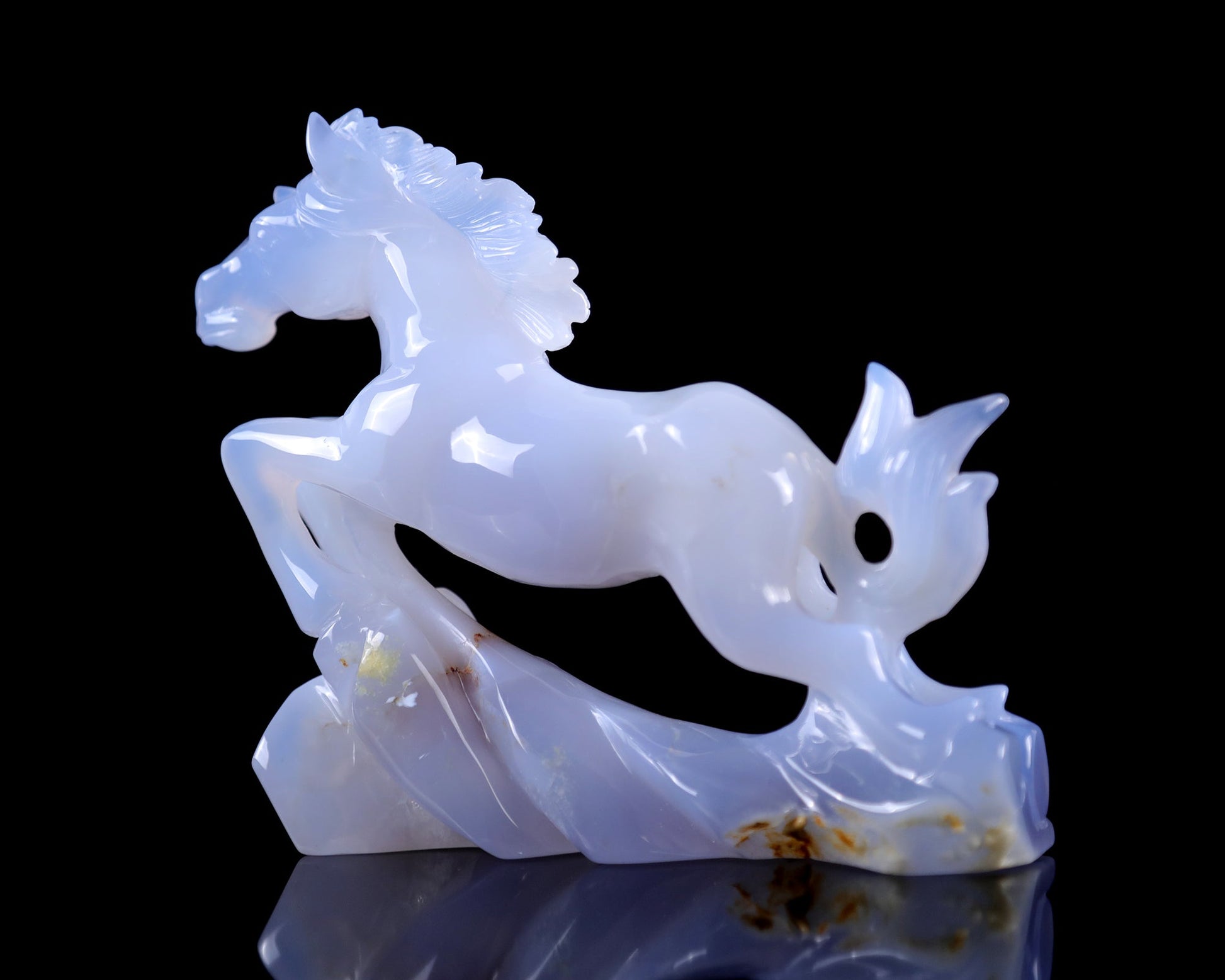 Nicedony 5.4" Blue Chalcedony Hand Carved Crystal Horse Sculpture - View 7