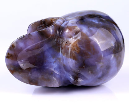 Nicedony 5.4" Blue Chalcedony Hand Carved Realistic Skull Sculpture - View 6