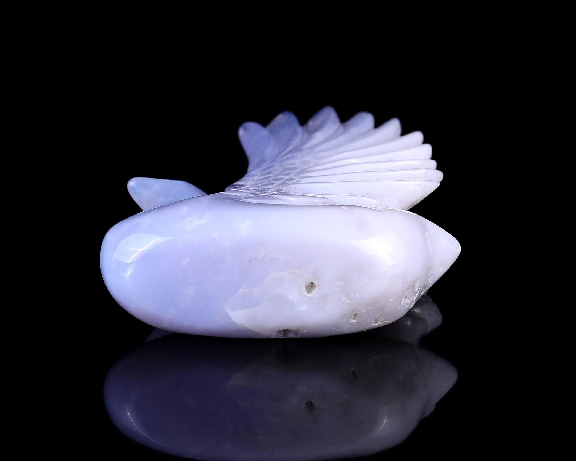 Nicedony 5.4" Blue Chalcedony Hand Carved Crystal Swan Sculpture - View 8