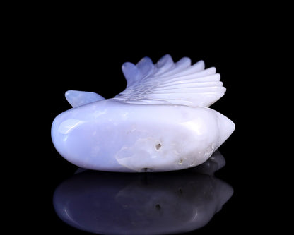 Nicedony 5.4" Blue Chalcedony Hand Carved Crystal Swan Sculpture - View 8
