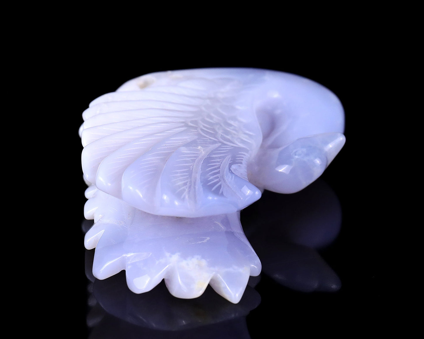 Nicedony 5.4" Blue Chalcedony Hand Carved Crystal Swan Sculpture - View 9