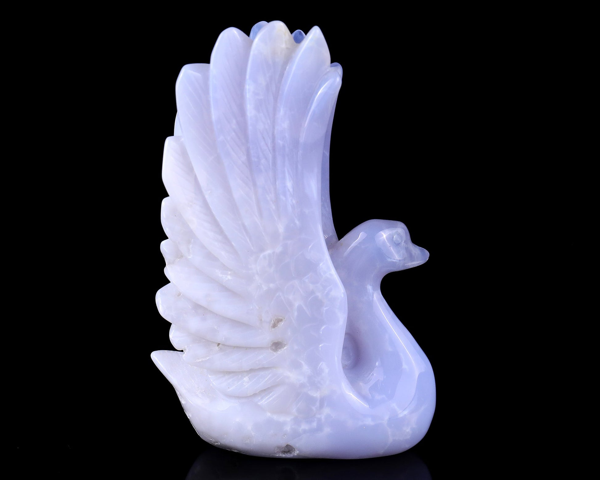 Nicedony 5.4" Blue Chalcedony Hand Carved Crystal Swan Sculpture - View 4