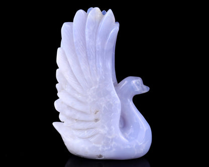Nicedony 5.4" Blue Chalcedony Hand Carved Crystal Swan Sculpture - View 4