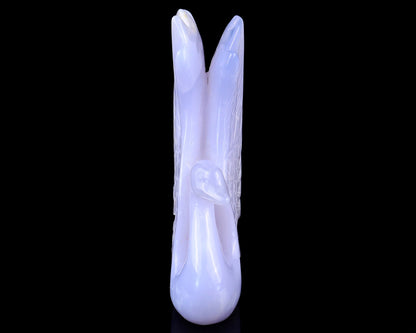 Nicedony 5.4" Blue Chalcedony Hand Carved Crystal Swan Sculpture - View 3