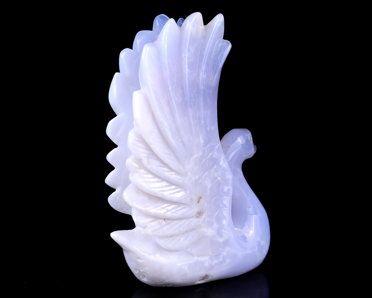 Nicedony 5.4" Blue Chalcedony Hand Carved Crystal Swan Sculpture - View 5