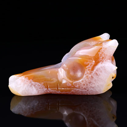 Nicedony 5.4" Geode Agate Hand Carved Crystal Dragon Skull Sculpture - View 4