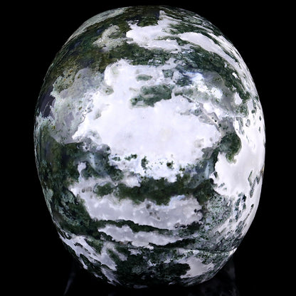 Nicedony 5.4" Moss Agate Hand Carved Realistic Skull Sculpture - View 5
