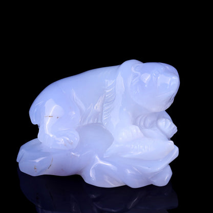 Nicedony 5.5" Blue Chalcedony Hand Carved Polar Bear Sculpture - View 2