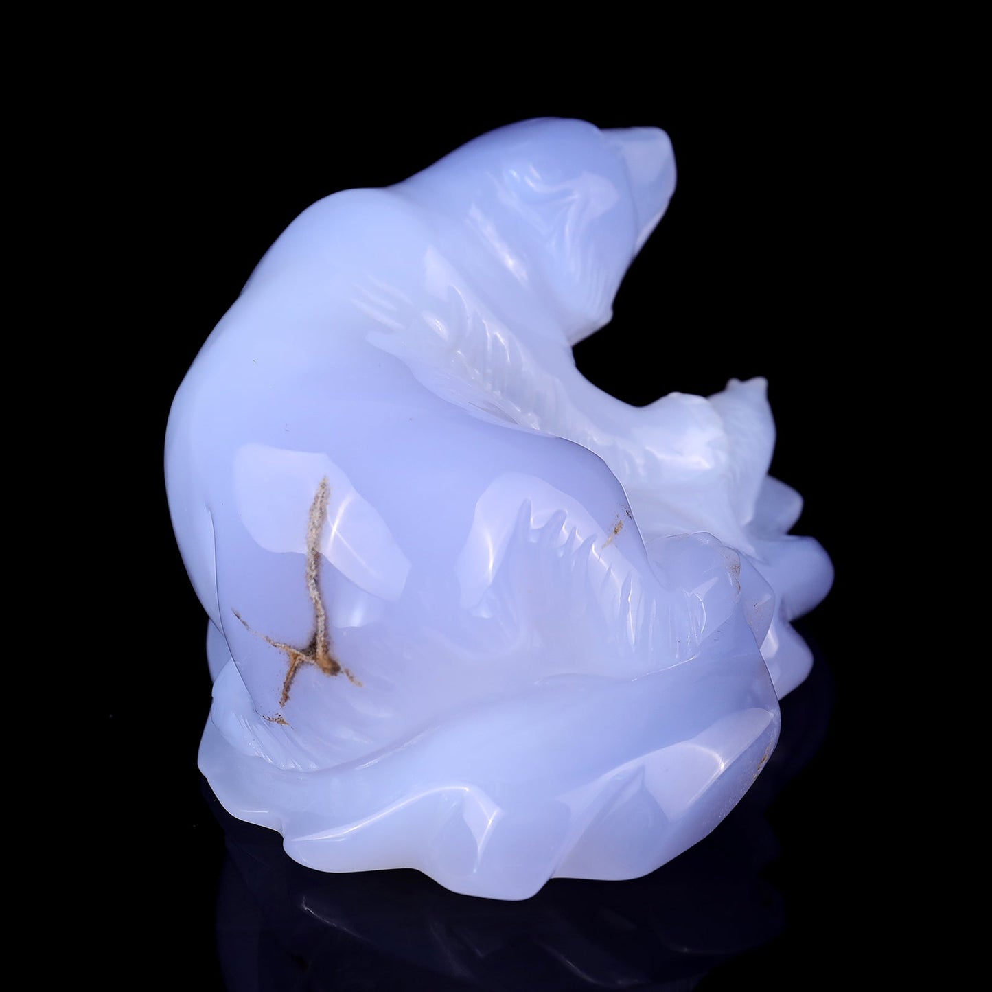 Nicedony 5.5" Blue Chalcedony Hand Carved Polar Bear Sculpture - View 4