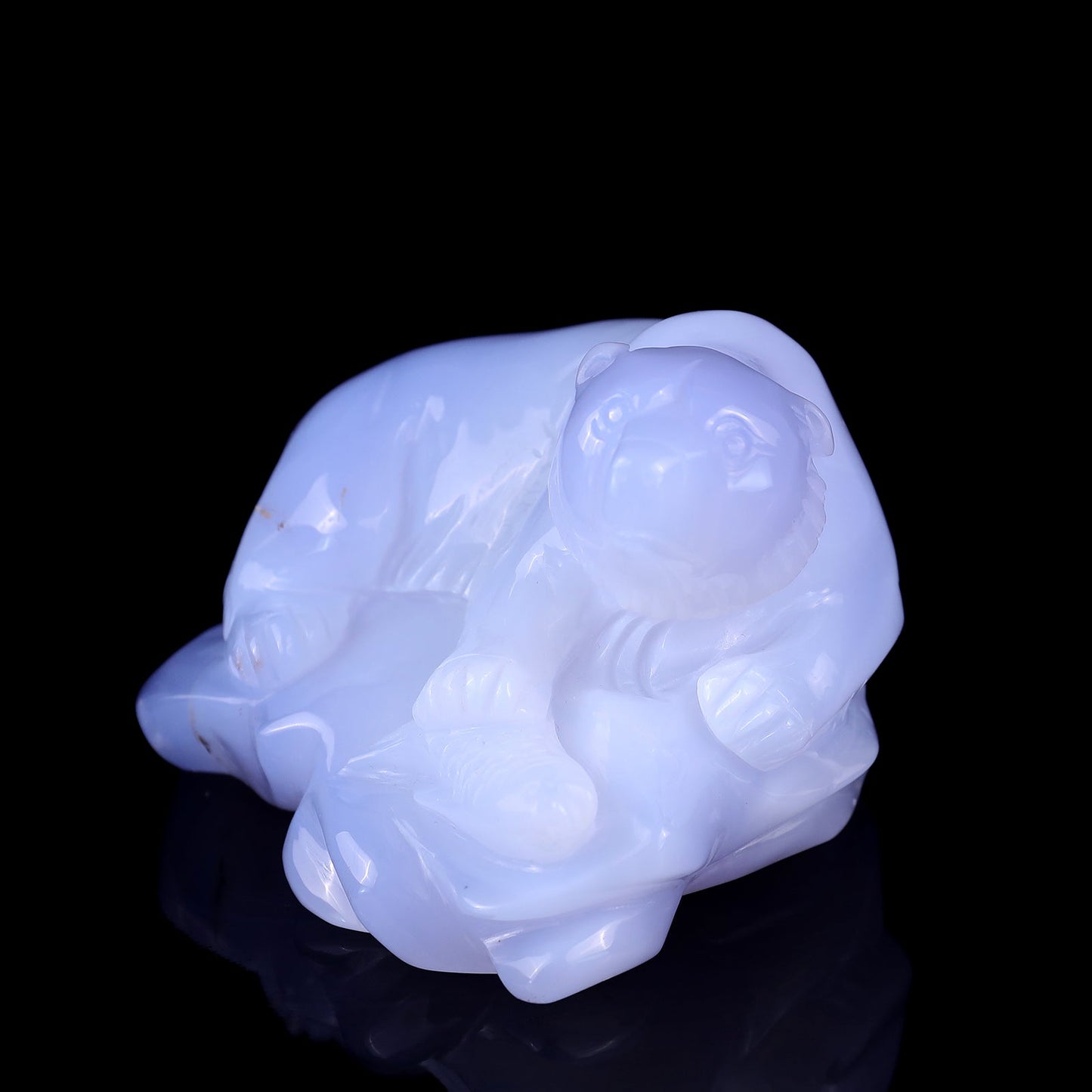 Nicedony 5.5" Blue Chalcedony Hand Carved Polar Bear Sculpture - View 3