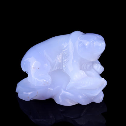 Nicedony 5.5" Blue Chalcedony Hand Carved Polar Bear Sculpture - View 8