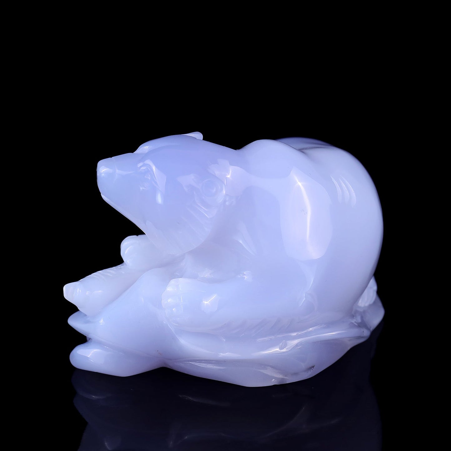 Nicedony 5.5" Blue Chalcedony Hand Carved Polar Bear Sculpture - View 5