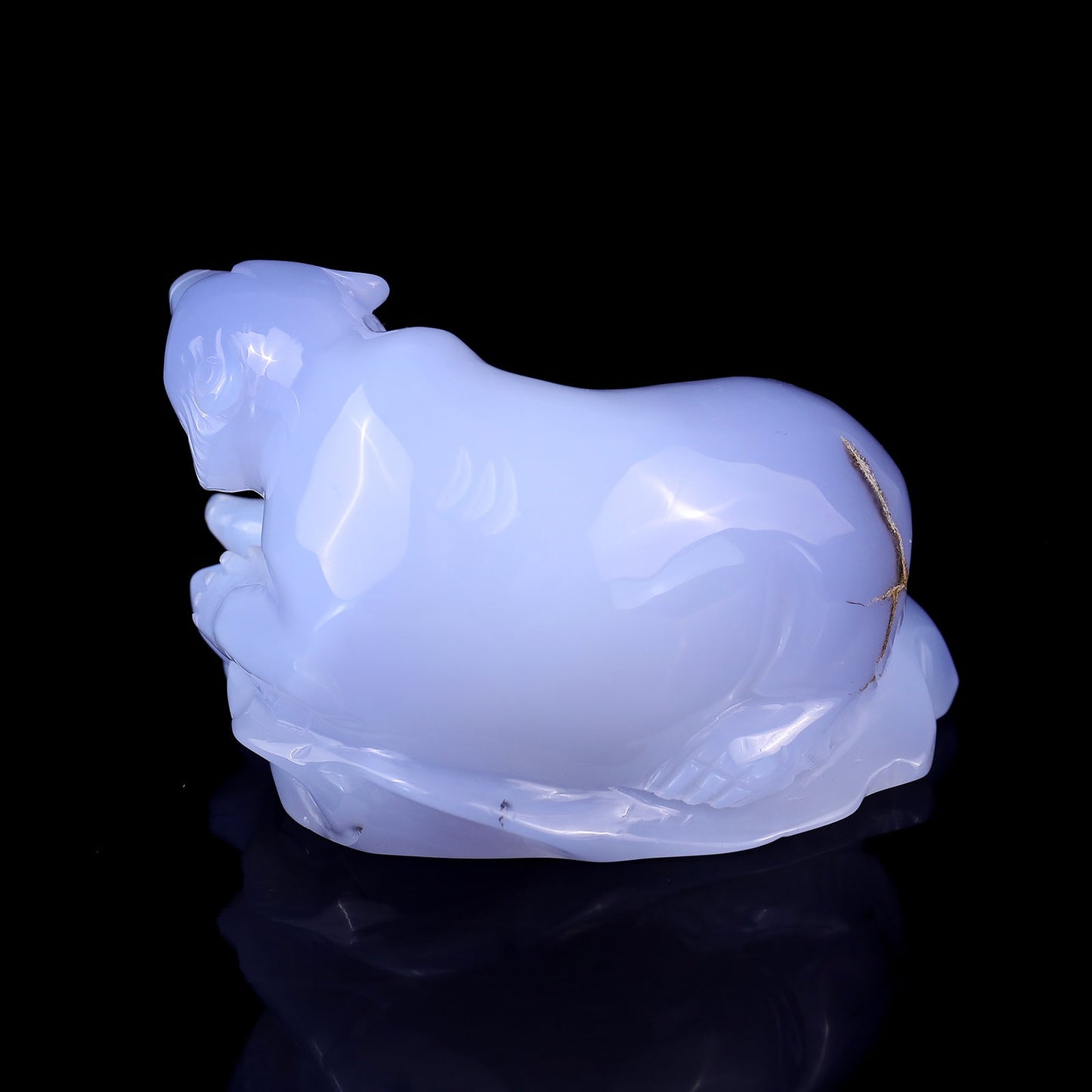 Nicedony 5.5" Blue Chalcedony Hand Carved Polar Bear Sculpture - View 7