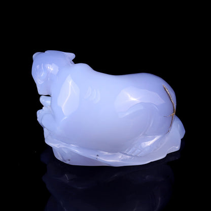 Nicedony 5.5" Blue Chalcedony Hand Carved Polar Bear Sculpture - View 7