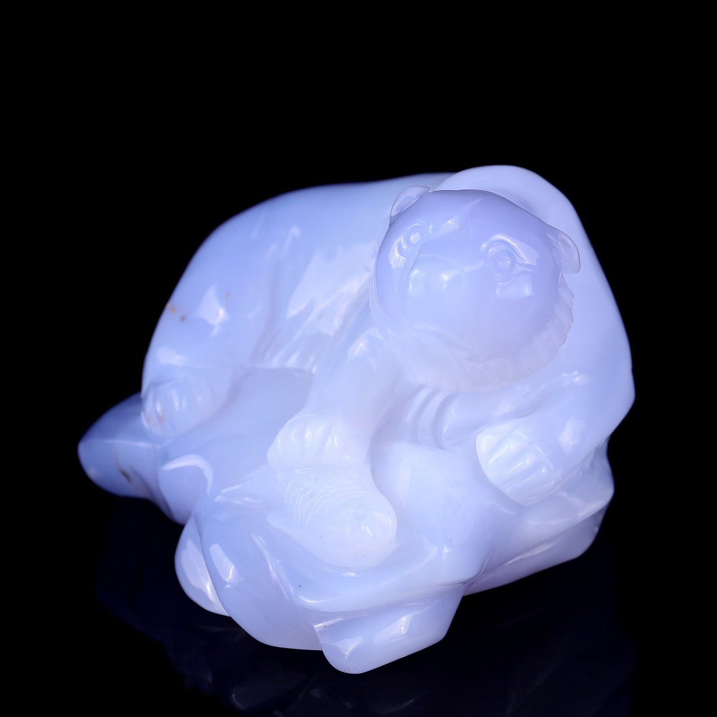 Nicedony 5.5" Blue Chalcedony Hand Carved Polar Bear Sculpture
