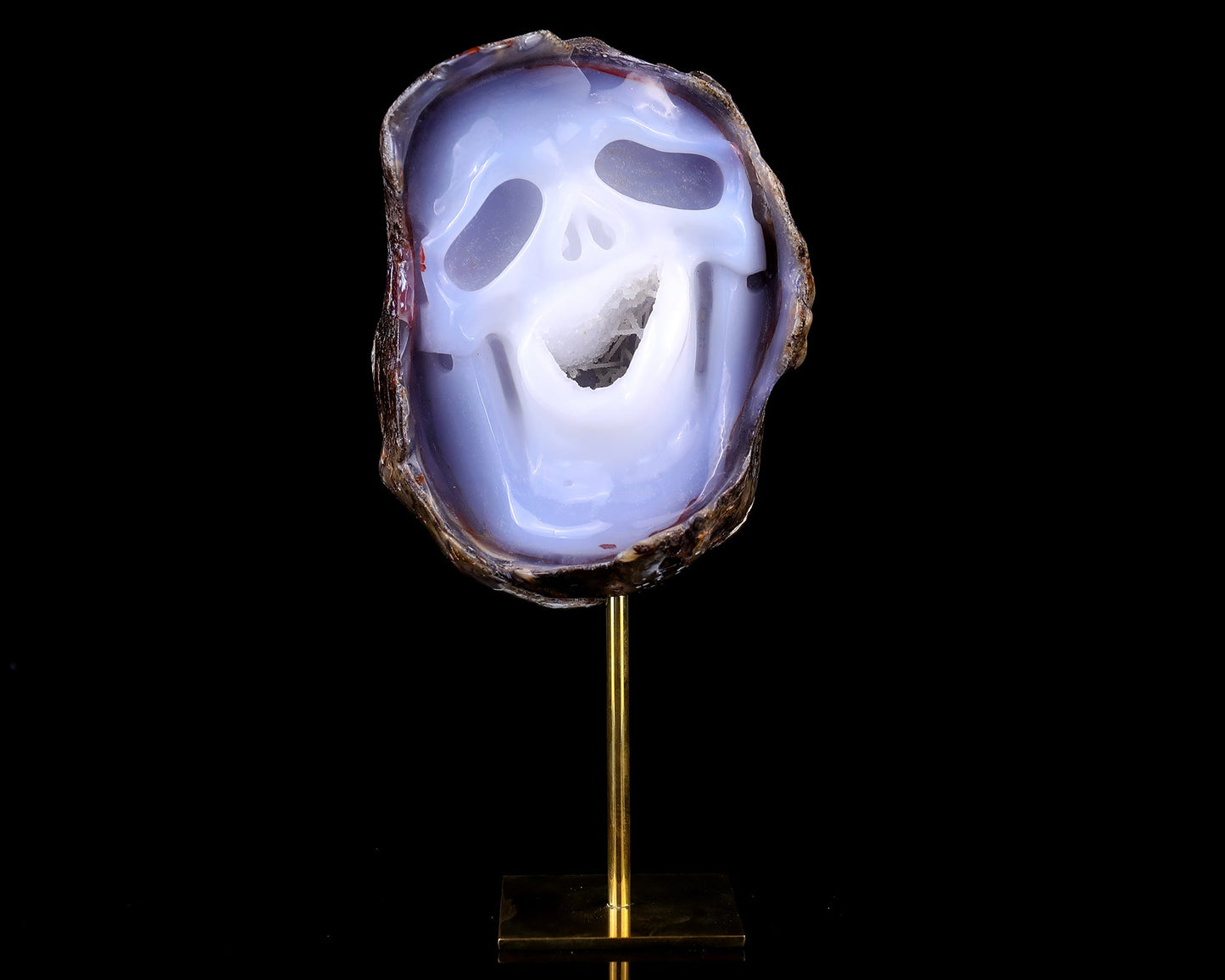 Nicedony 5.5" Blue Chalcedony Hand Carved Skull Sculpture - View 3