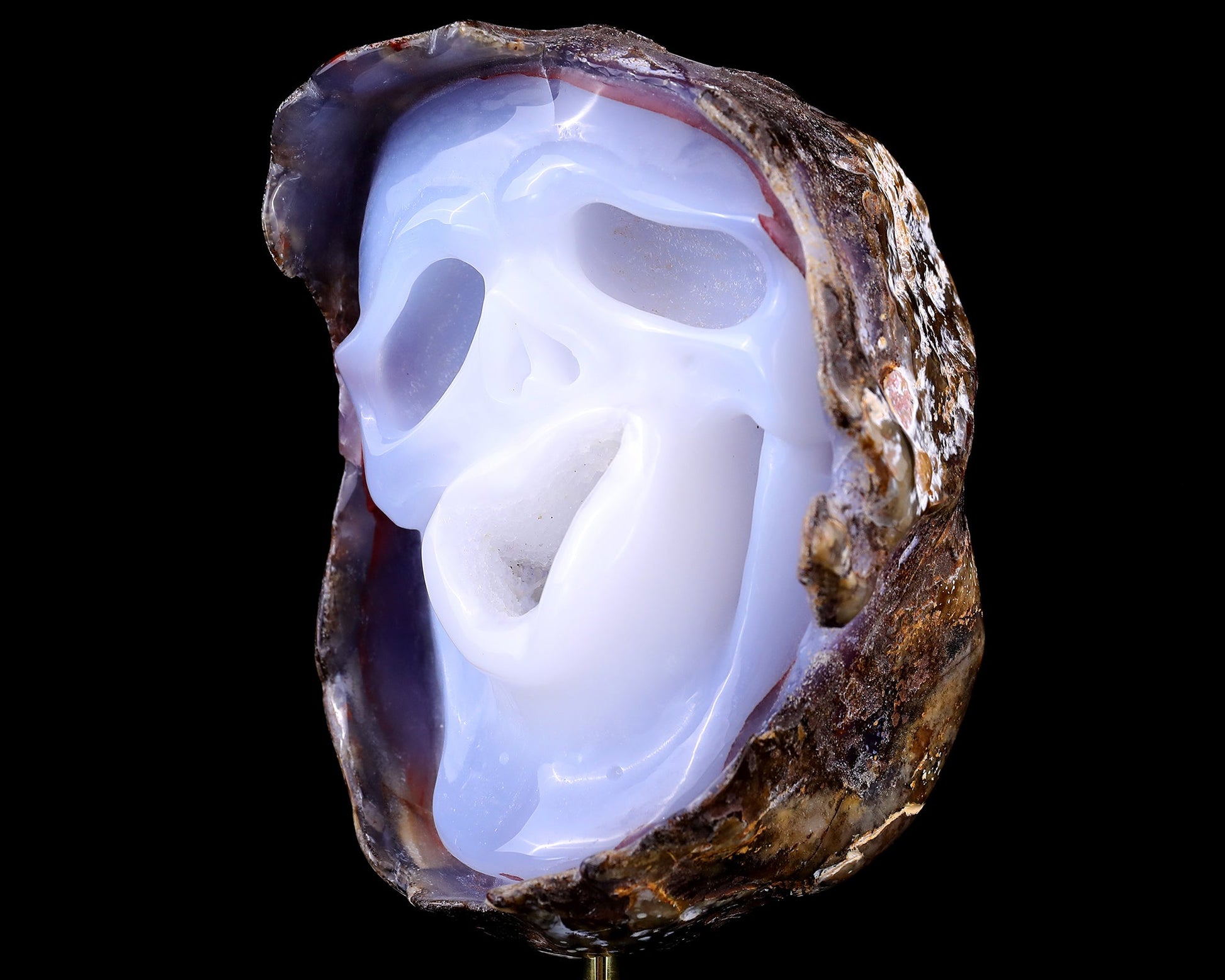Nicedony 5.5" Blue Chalcedony Hand Carved Skull Sculpture - View 8