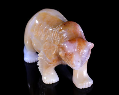 Nicedony 5.5" Chalcedony Hand Carved Crystal Polar Bear Sculpture - View 2
