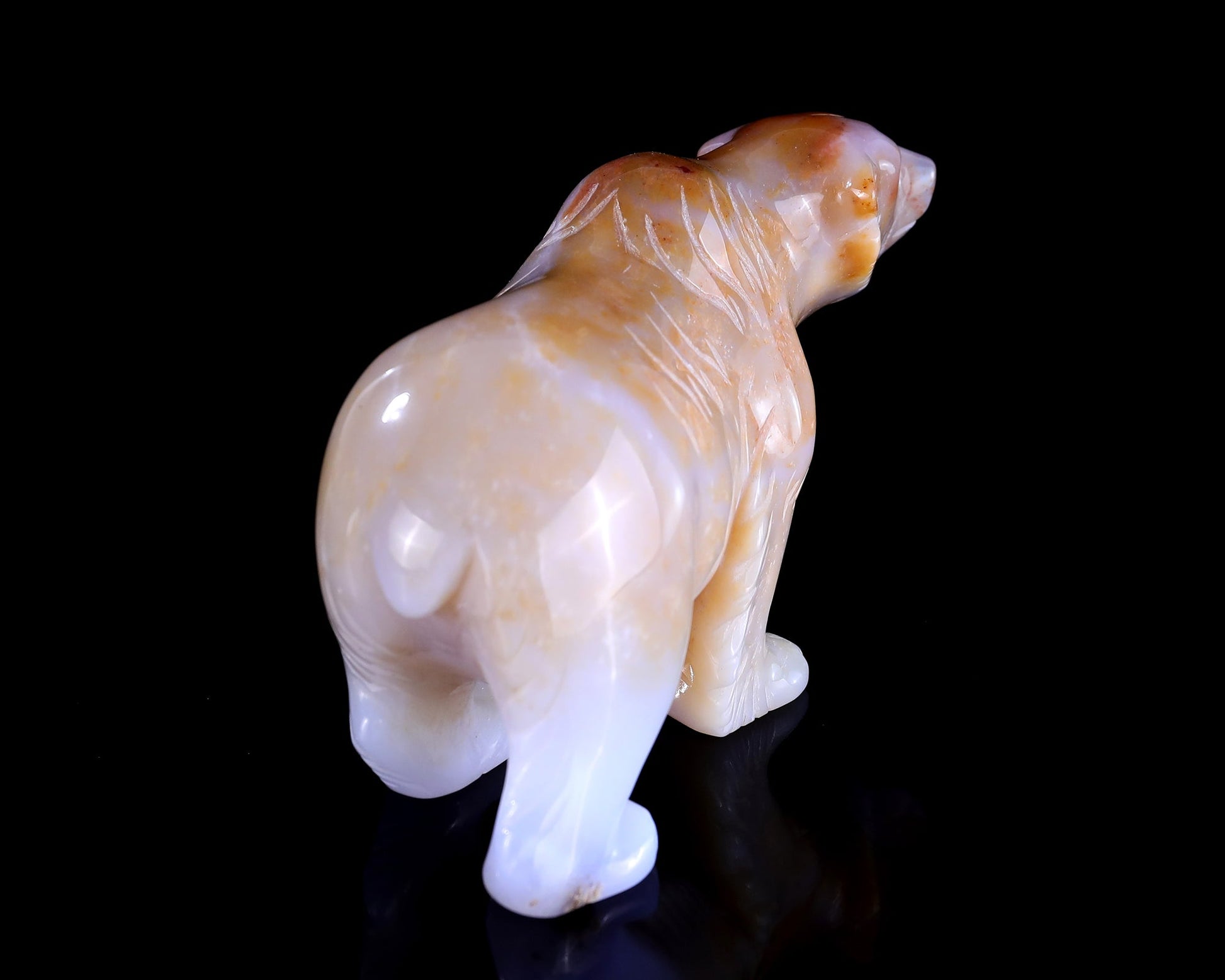 Nicedony 5.5" Chalcedony Hand Carved Crystal Polar Bear Sculpture - View 4