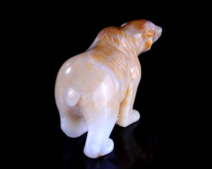 Nicedony 5.5" Chalcedony Hand Carved Crystal Polar Bear Sculpture - View 4