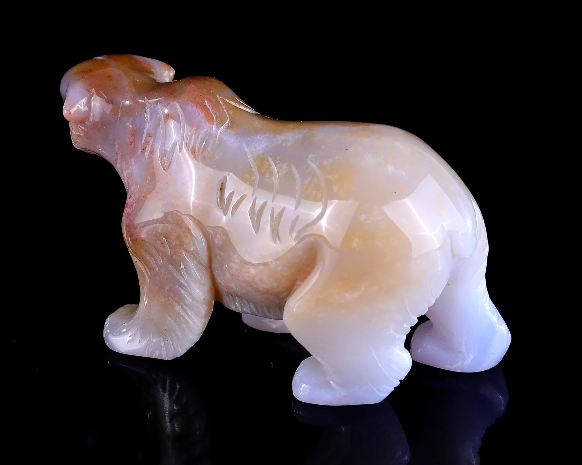 Nicedony 5.5" Chalcedony Hand Carved Crystal Polar Bear Sculpture - View 6