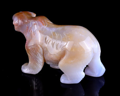 Nicedony 5.5" Chalcedony Hand Carved Crystal Polar Bear Sculpture - View 6