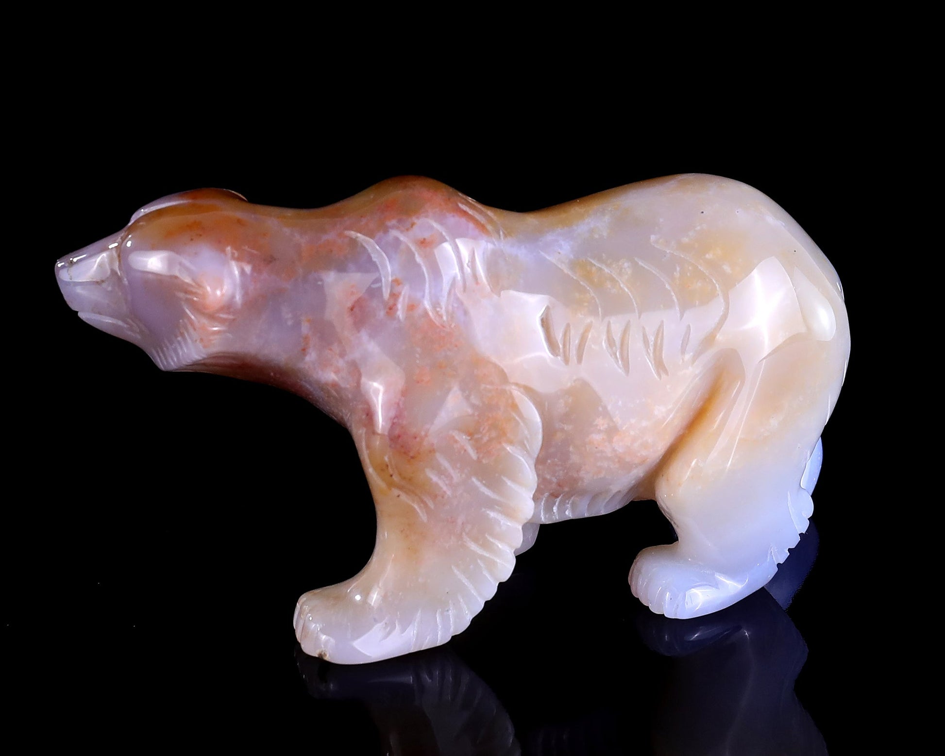 Nicedony 5.5" Chalcedony Hand Carved Crystal Polar Bear Sculpture - View 7