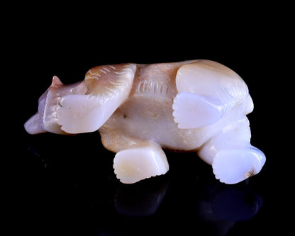 Nicedony 5.5" Chalcedony Hand Carved Crystal Polar Bear Sculpture - View 8