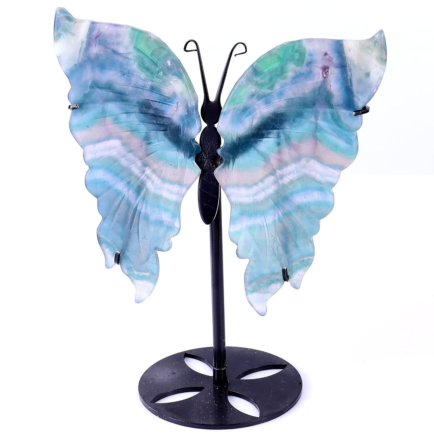 Nicedony 5.5" Fluorite Hand Carved Crystal Butterfly Wings Sculpture - View 8