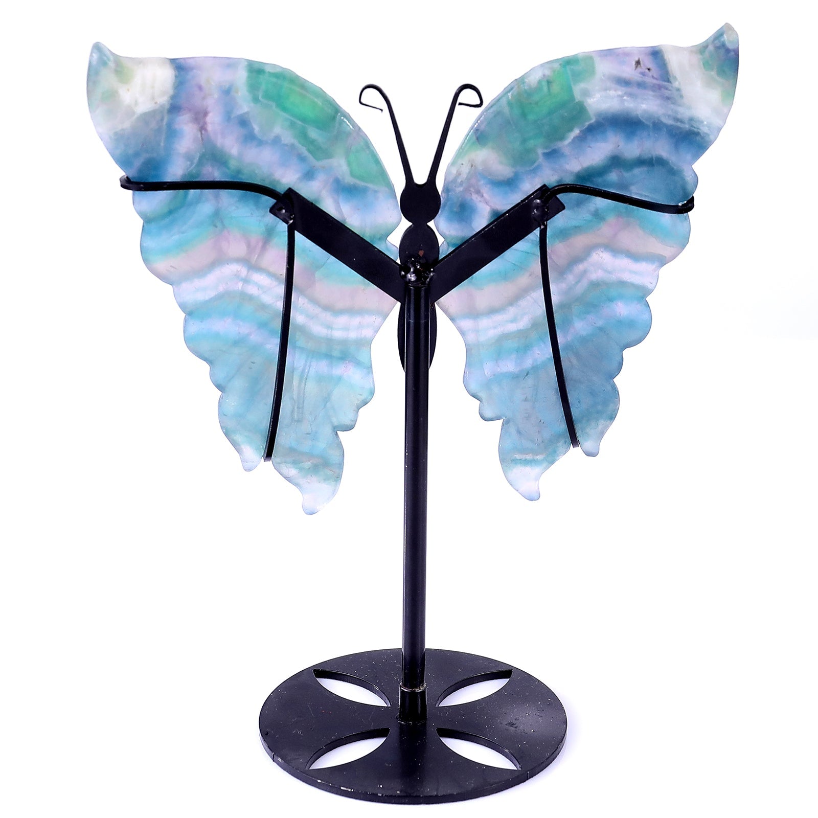 Nicedony 5.5" Fluorite Hand Carved Crystal Butterfly Wings Sculpture - View 7