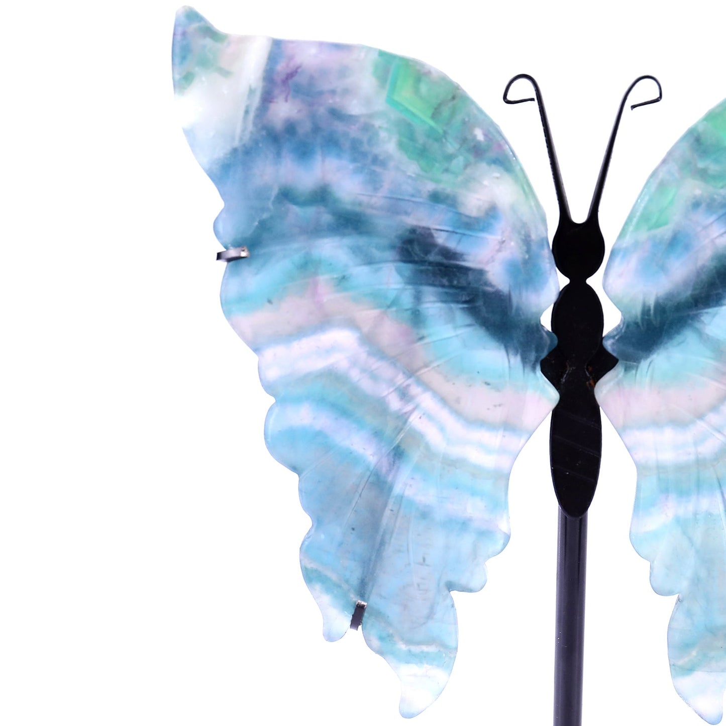 Nicedony 5.5" Fluorite Hand Carved Crystal Butterfly Wings Sculpture - View 3