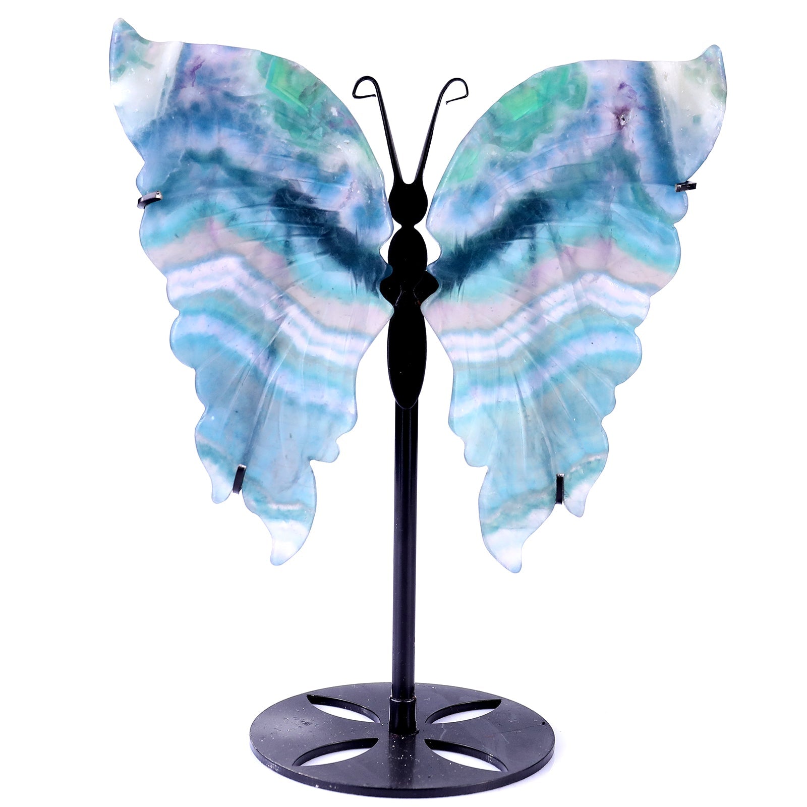 Nicedony 5.5" Fluorite Hand Carved Crystal Butterfly Wings Sculpture - View 4