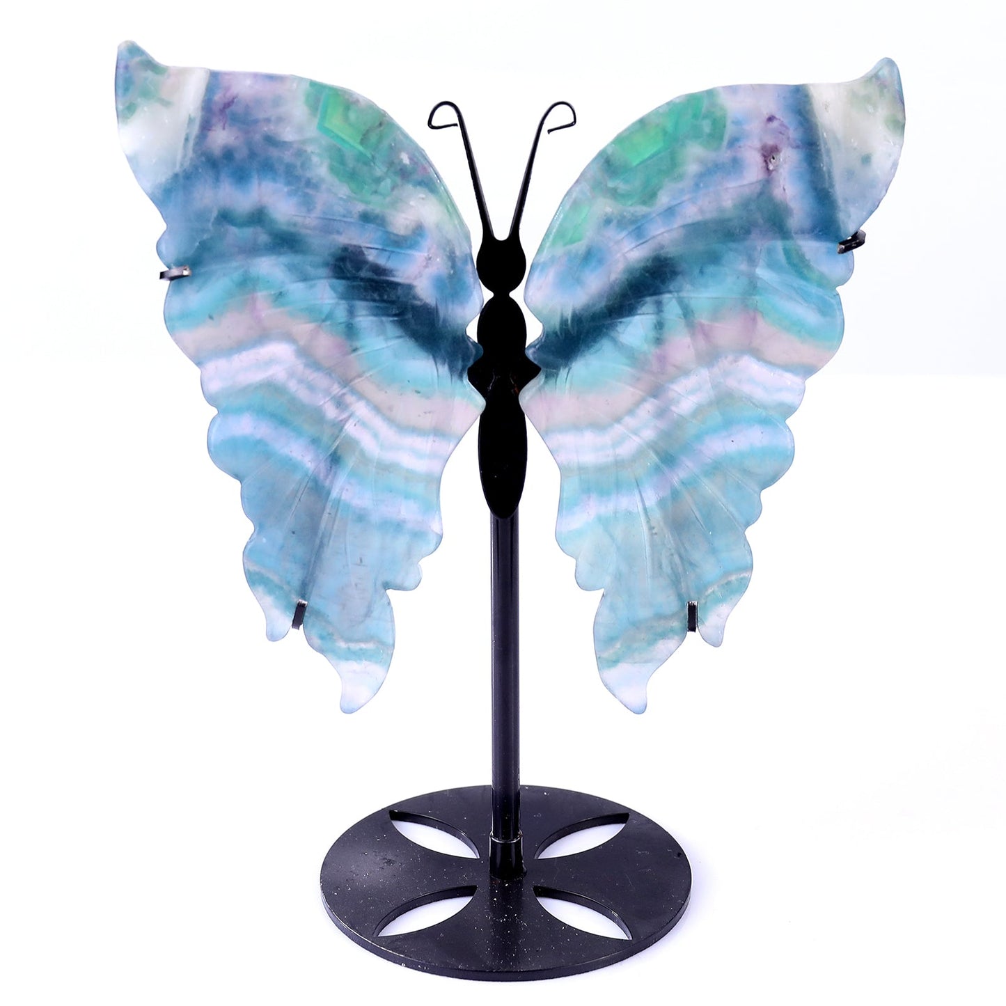 Nicedony 5.5" Fluorite Hand Carved Crystal Butterfly Wings Sculpture