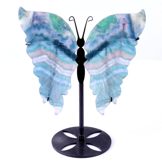 Nicedony 5.5" Fluorite Hand Carved Crystal Butterfly Wings Sculpture