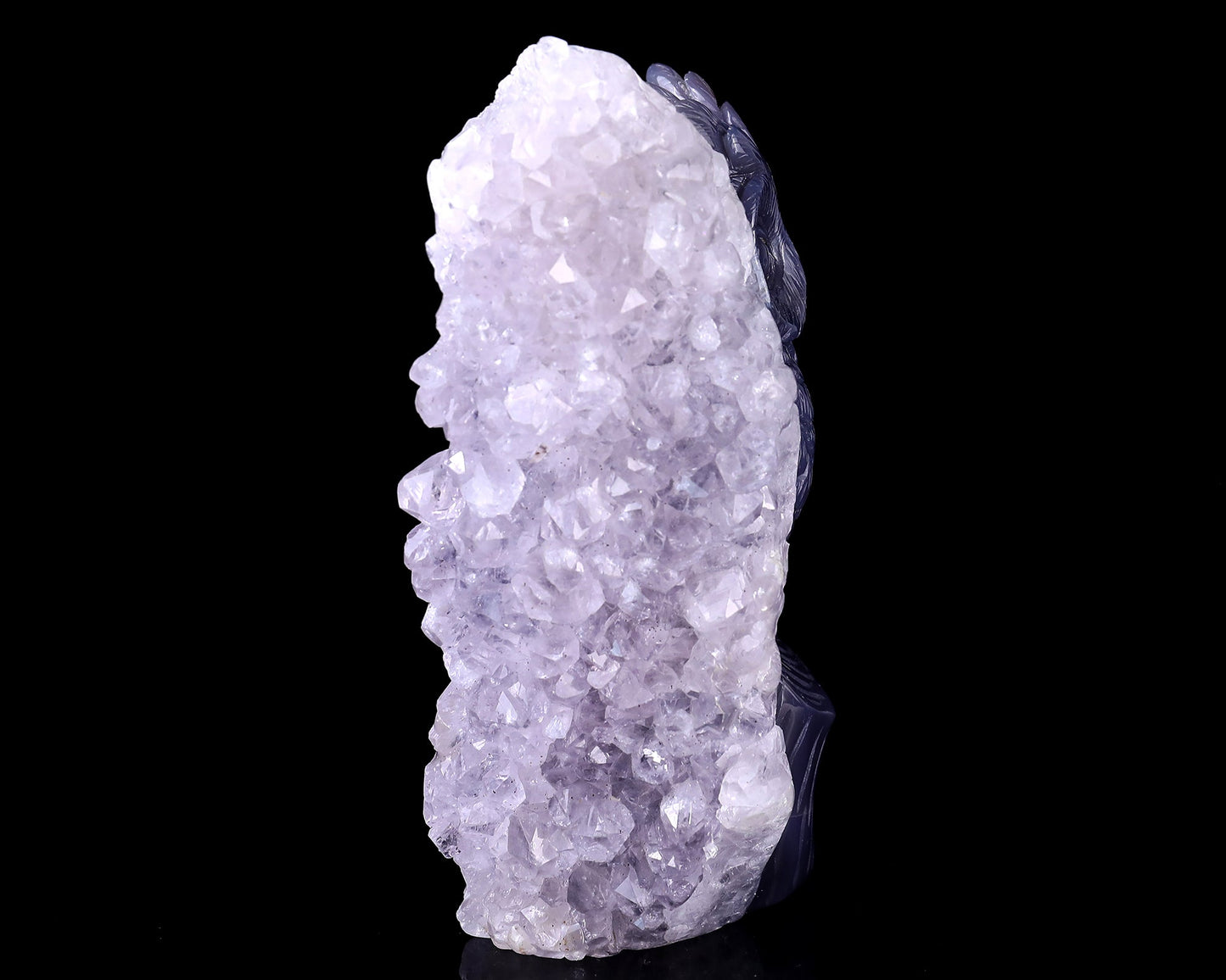 Nicedony 5.5" Quartz Rock Druse Hand Carved Crystal Owl Sculpture - View 3