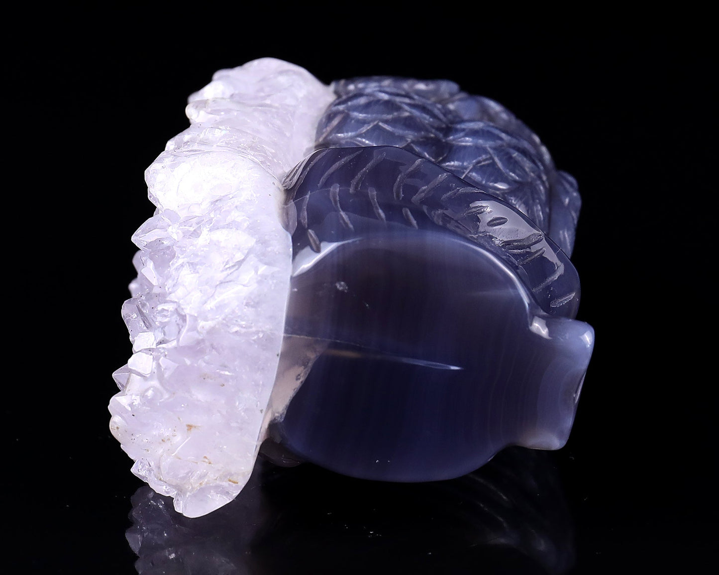 Nicedony 5.5" Quartz Rock Druse Hand Carved Crystal Owl Sculpture - View 7