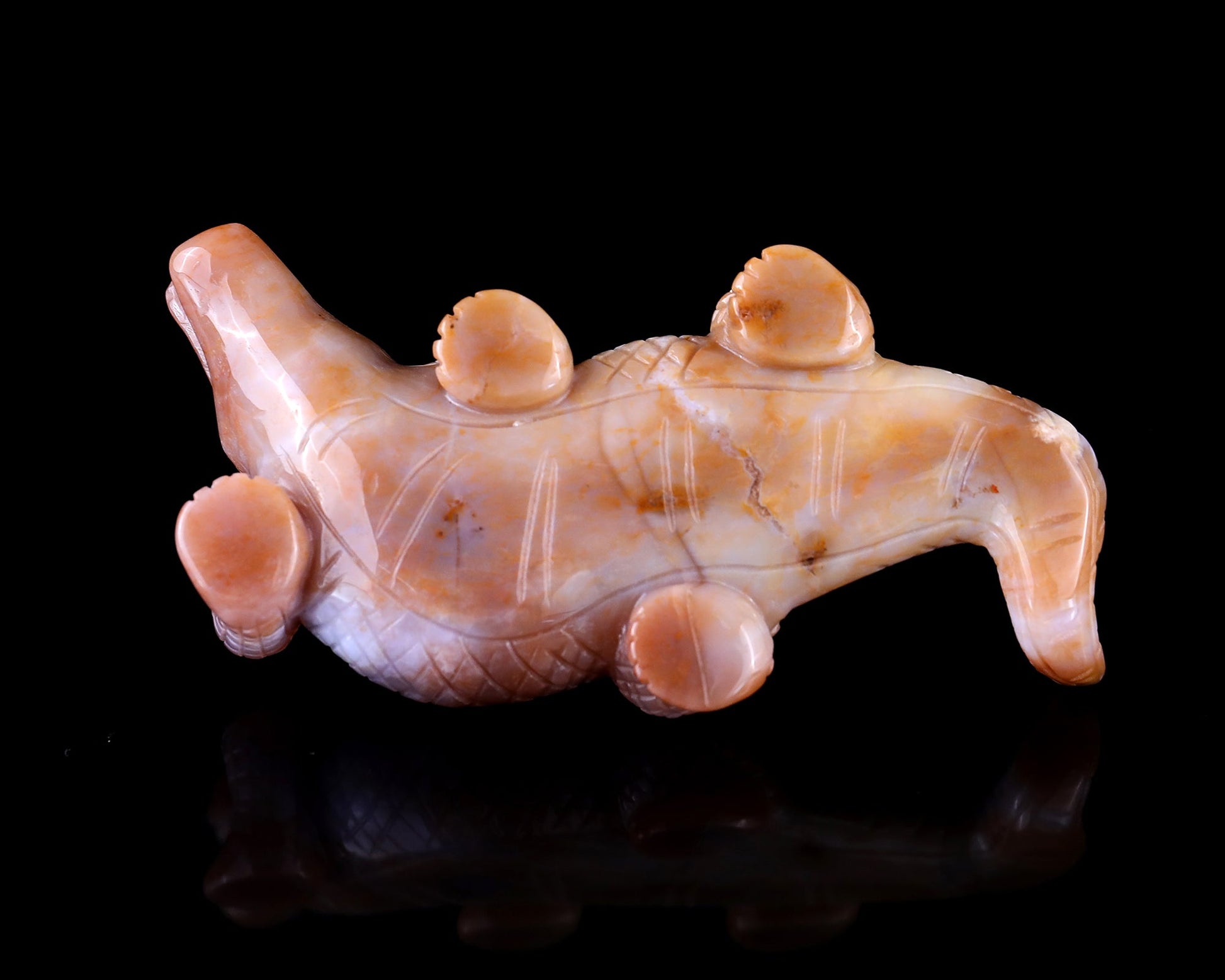 Nicedony 5.6" Chalcedony Hand Carved Crystal Crocodile Sculpture - View 7
