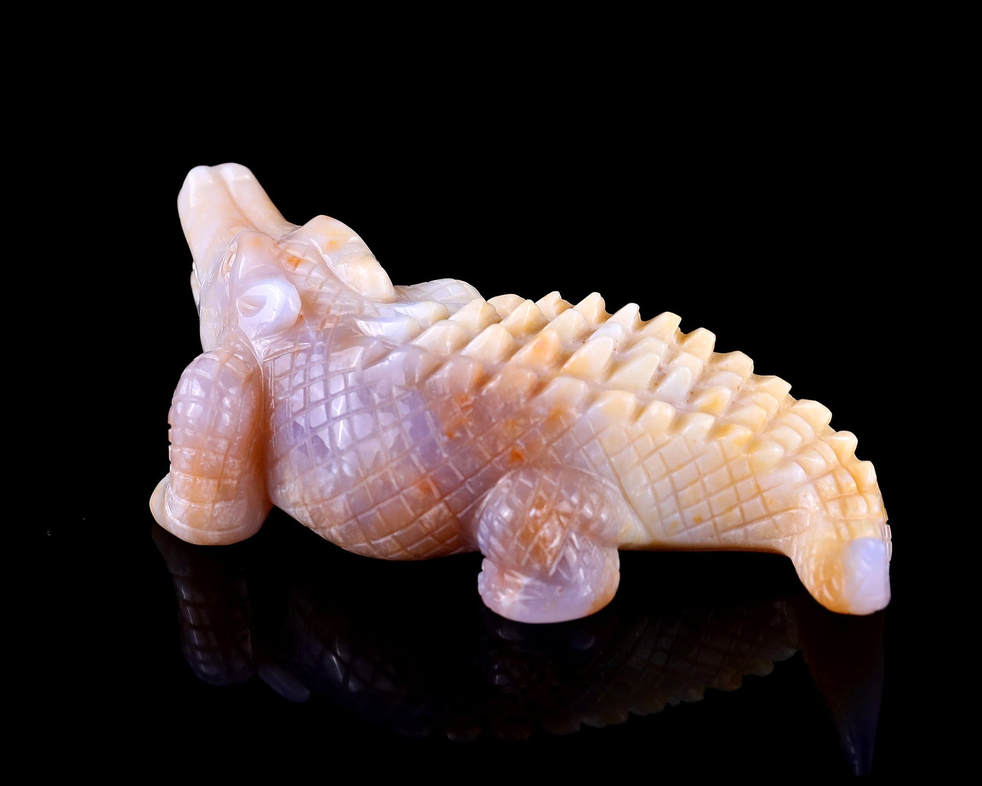 Nicedony 5.6" Chalcedony Hand Carved Crystal Crocodile Sculpture - View 17